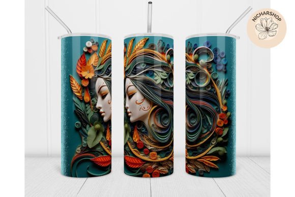 20oz 3D Lady Flower Quilling Tumbler Design