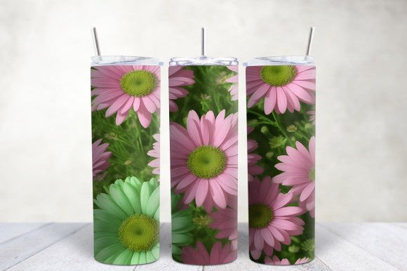 3D Green Pink Daisies Flowers Tumbler: A Stylish and Versatile Drinkware Option