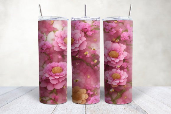 3D Pink Bee Honeycomb Flowers Tumbler: A Stylish and Versatile Addition to Your Creative Projects