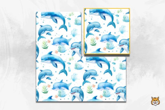 Adorable Baby Cute Dolphin Seamless Pattern 2