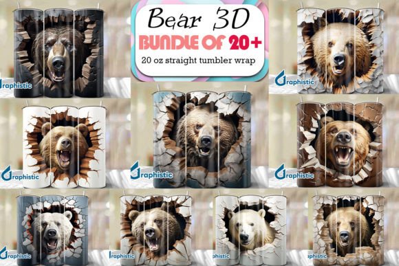 Bear 3D Smash Wall Art Background Bundle