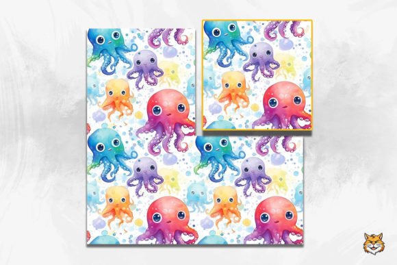 Cute Baby Octopus Seamless Pattern 14