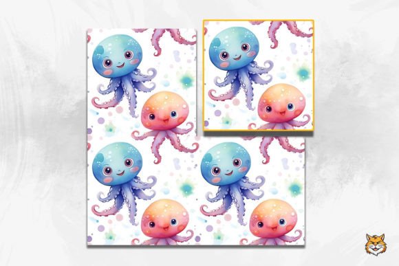 Cute Baby Octopus Seamless Pattern 9