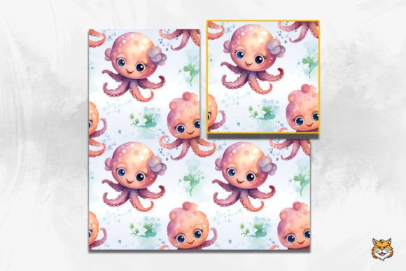Embrace the Charm of Cute Baby Octopus Seamless Pattern 5