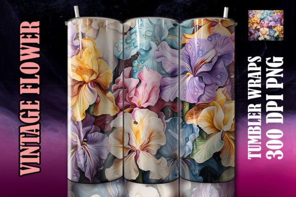 Enhance Your Drinkware with 3D Iris Flower Tumbler 2