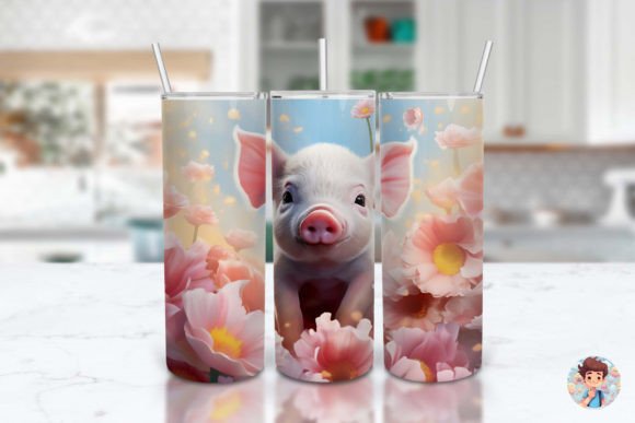 Exploring the 3D Flowers Pig Tumbler Wrap PNG for Sublimation Printing