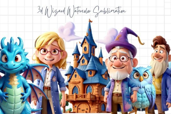 Introducing the 3D Wizard Watercolor Sublimation Clipart: A Magical Addition to Your Creative Projects