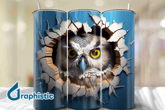 Owl 3D Smash Wall Art Background 29