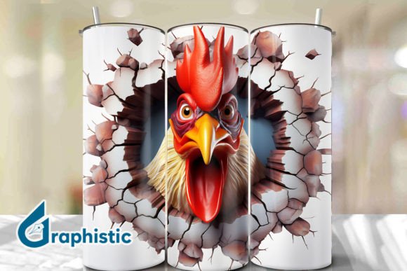 Rooster 3D Smash Wall Art Background 24