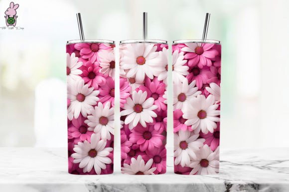 Stunning 3D Daisy Flowers Tumbler Wrap