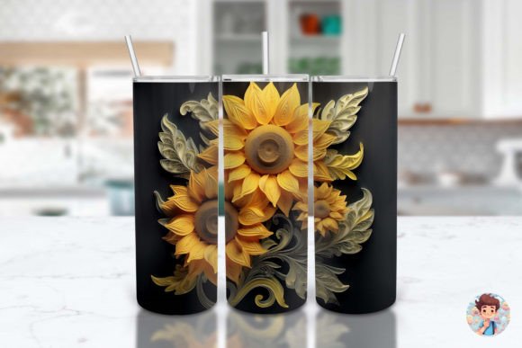 The Prettiest 3D Sunflowers Tumbler Wrap