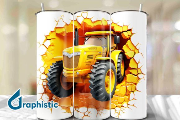 Tractor 3D Smash Wall Art Background 15