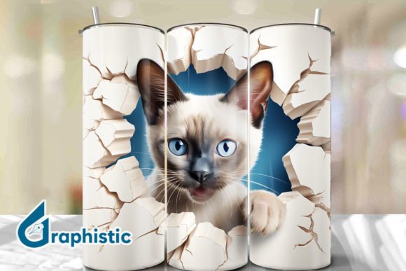 Unlock Your Creativity with Siamese Cat 3D Smashed Wall 31